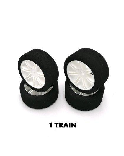 1 train pneus piste 1/10 jantes blanches FFVRC