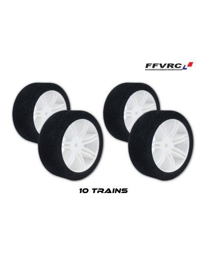 10 trains pneus piste 1/10 jantes blanches FFVRC