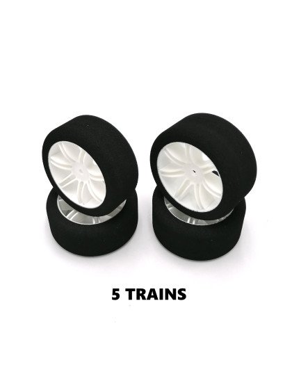 5 trains pneus piste 1/10 jantes blanches FFVRC